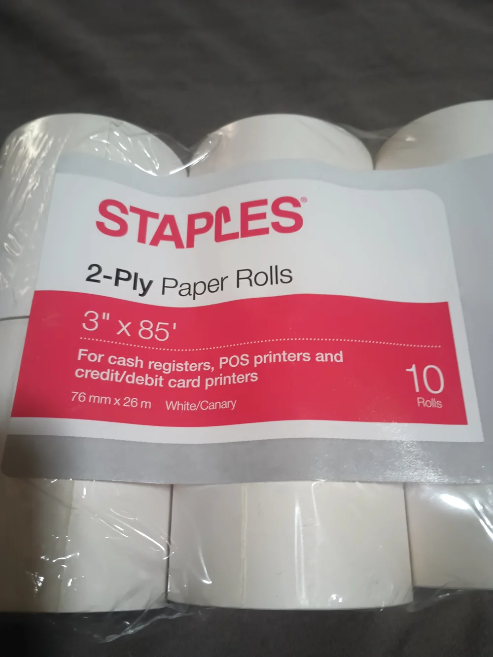 Staple Thermal Receipt 2 ply Paper Rolls -10 Pack 3